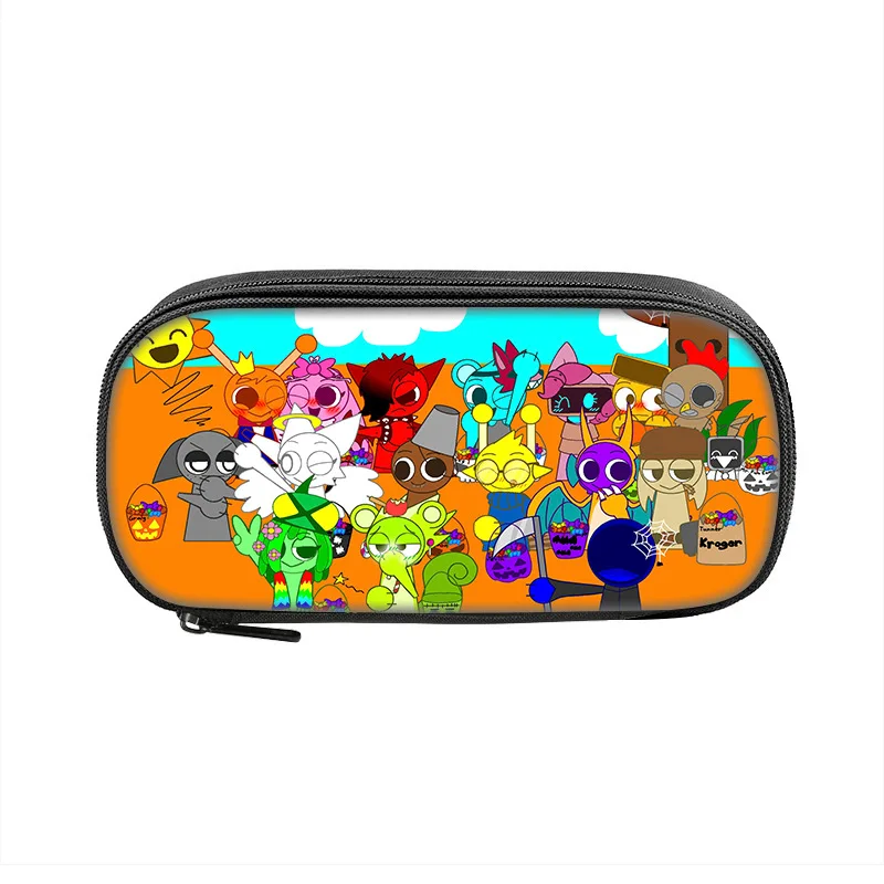 Sprunki  Pencil Cases Fun Cartoon Anime Pen Box Bag for Student Big Capacity School Supplies Zipper Pencilcases 3
