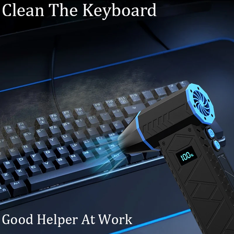 4-speed LED Turbo Jet Fan With Screen Powerful Turbo Violent Fan Blower High Speed Handheld Duct Fan 130000RPM Air Duster Blower 3