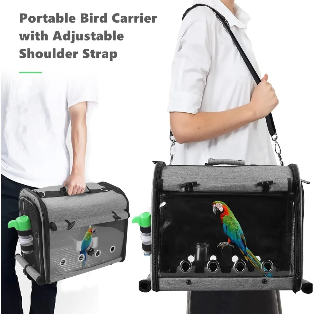Bird Carrier Bag Bird Travel Cage Stand Lightweight Backpack for Parrot Portable Travel Bag Pet Transparen SUERTREE