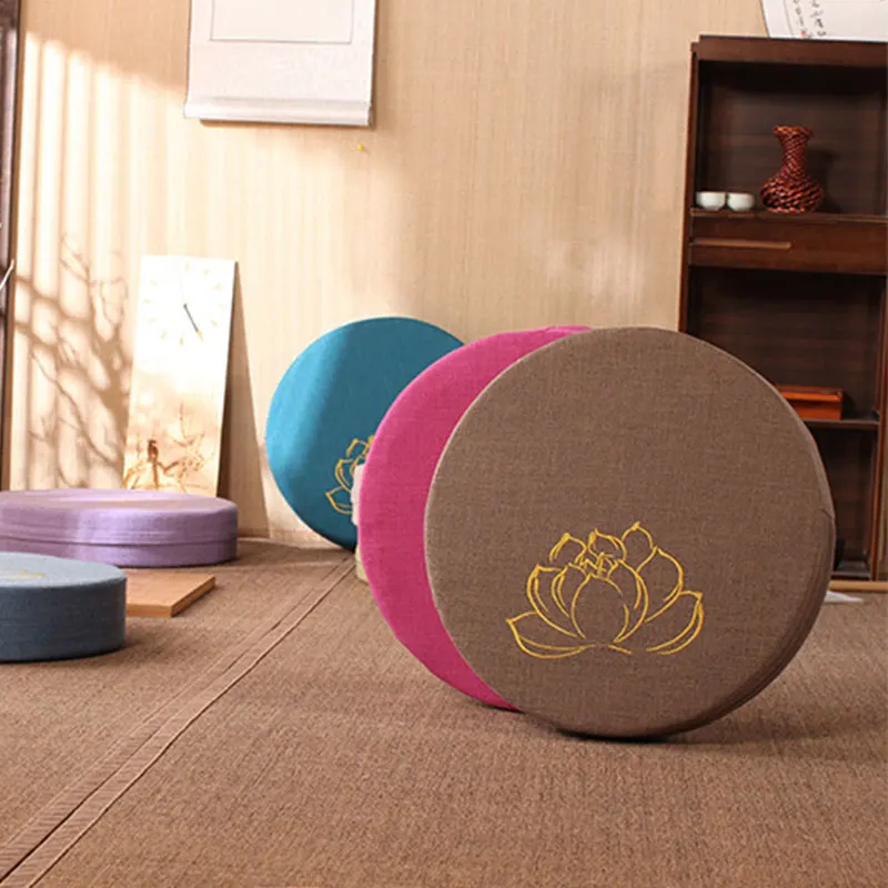 1PC Meditate Meditation PEP Hard Texture Linen Round Backrest Pillow Cushion Washable Yoga Floor Mat 40x6cm