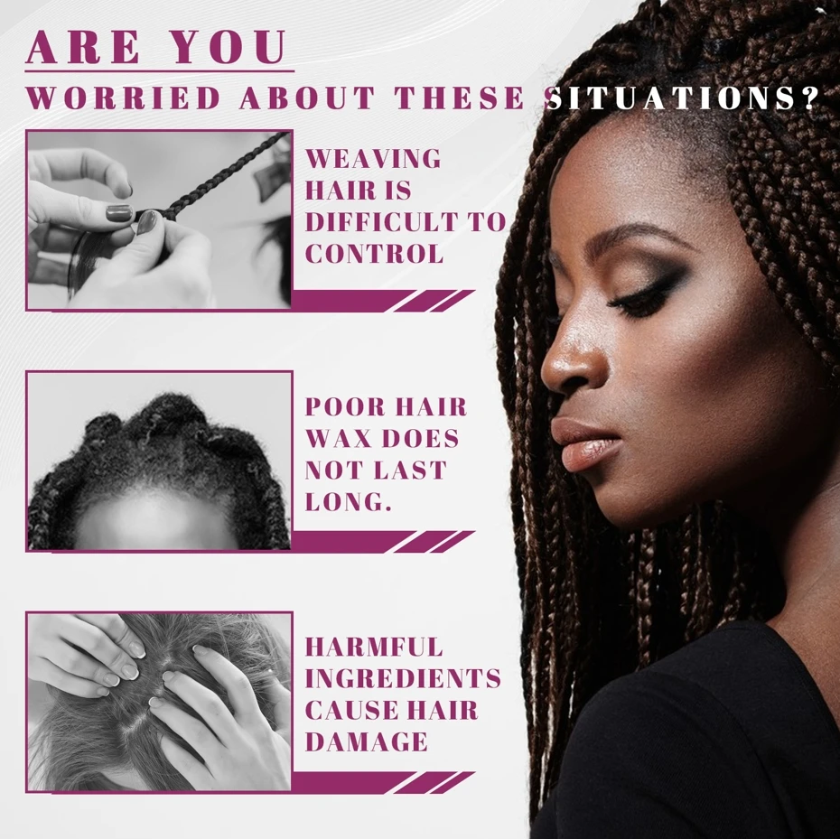 Strong Hold Braiding Gel Wax - Anti-Frizz Hair Pomade for Smooth Edge Control