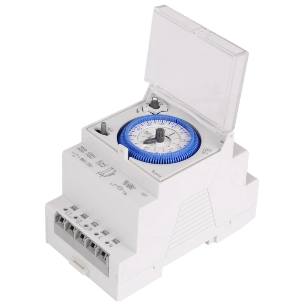 

SUL181D Mechanical Timer Switch 96 Times On/Off Per Day Time Set Range 15 Mins Timer Mechanical 24H Timer Quartz Controlled