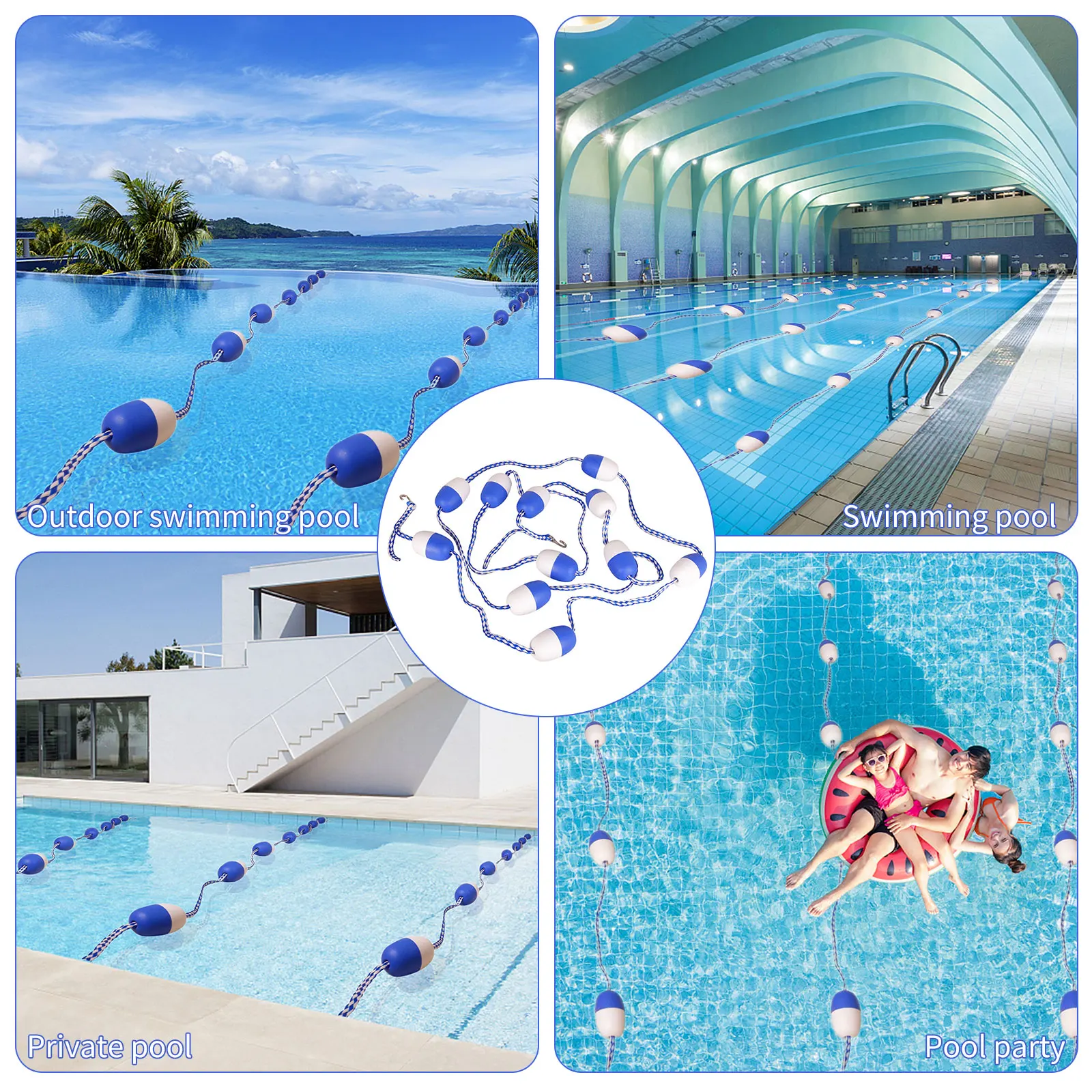 5.5m Swimming Pool Safety Separation Line with 11 Floats & 2 Hooks Swimming Pool Lane Line Rope Accessories