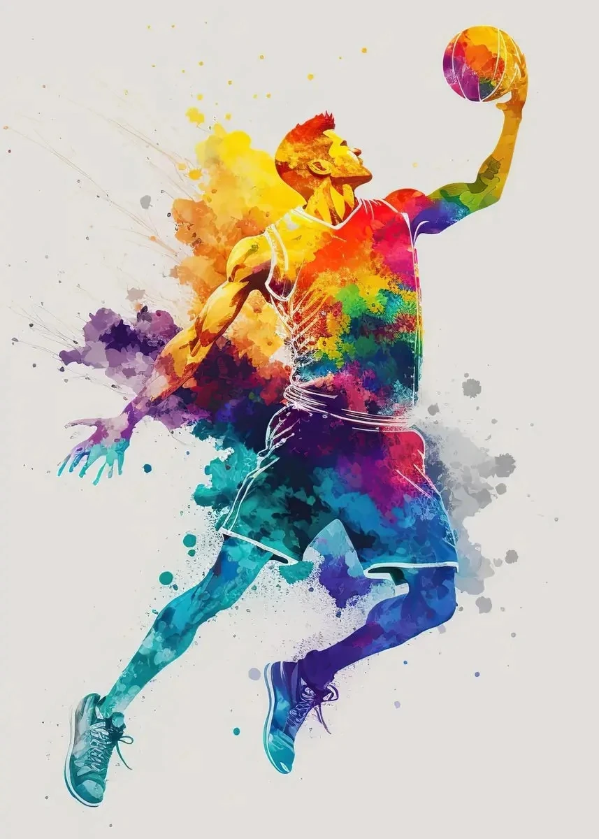 Vibrant Basketball Art Prints on Canvas - Colorful Sports Wall Decor