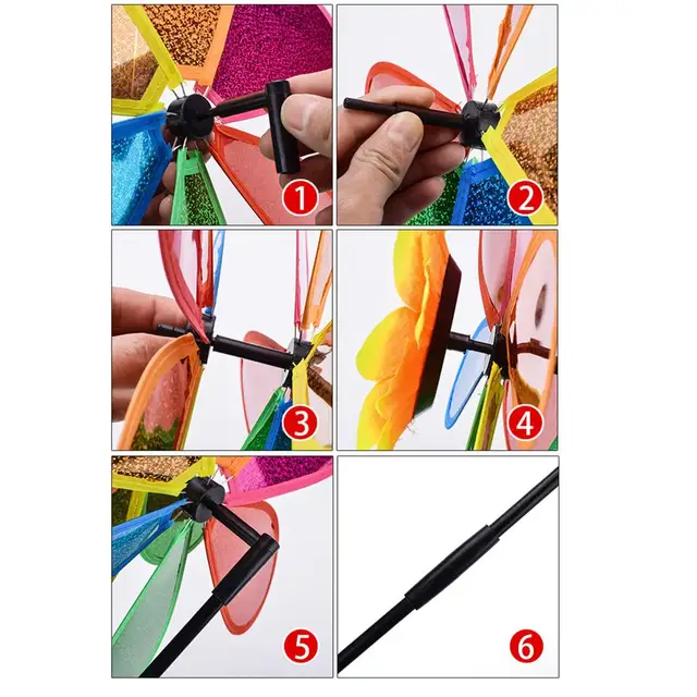 Kettősrétegű Napraforgó Szélmalom Kerti Park Kültéri Dekoráció Elrendezésű Csapok Színes Flitter Gyep Dekorációhoz - Image 4