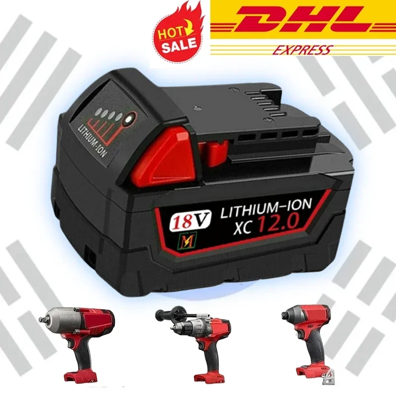 

DHL Ship Rechargeable Batteries for Milwaukee M18B5 XC Lithium Battery 18v 9.0/6.0/12.0Ah battery charger for Milwaukee M18 18V