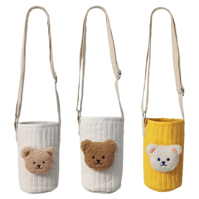 Reusable Bear Baby Warm Bottle Bag Feeding Bottle Cover Shoulder Bag Crossbody Thermos Cup Holder Cover