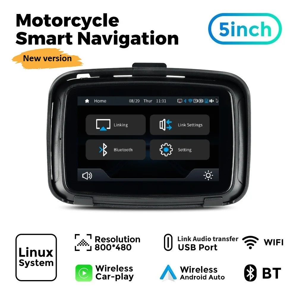 5インチポータブルバイク用ナビオートバイLCDモニターIPX7防水