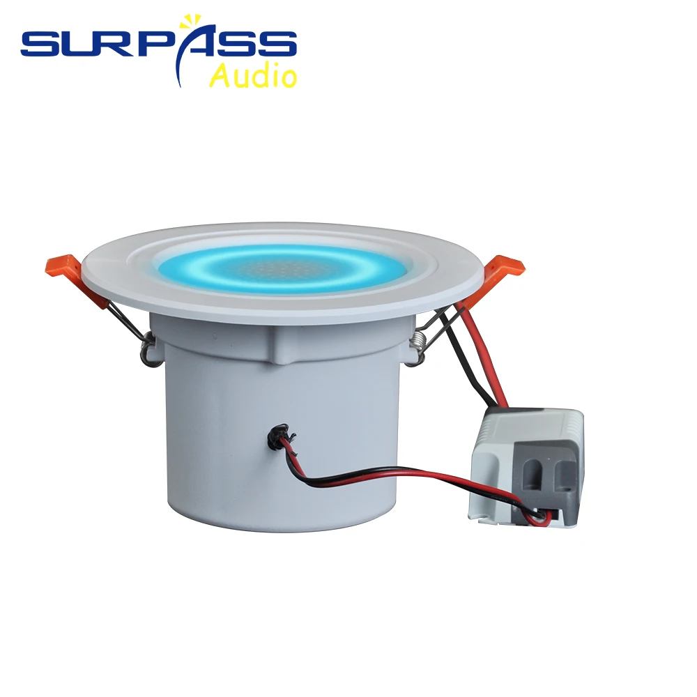 Bluetooth Speaker Wall Ceiling Speaker LED Ceiling Lamp Mini Bluetooth LED Light Ceiling Speaker 2.5 inch Downlight Colorful Ceiling Dimmable Music Lamp Loudspeaker with Remote Control