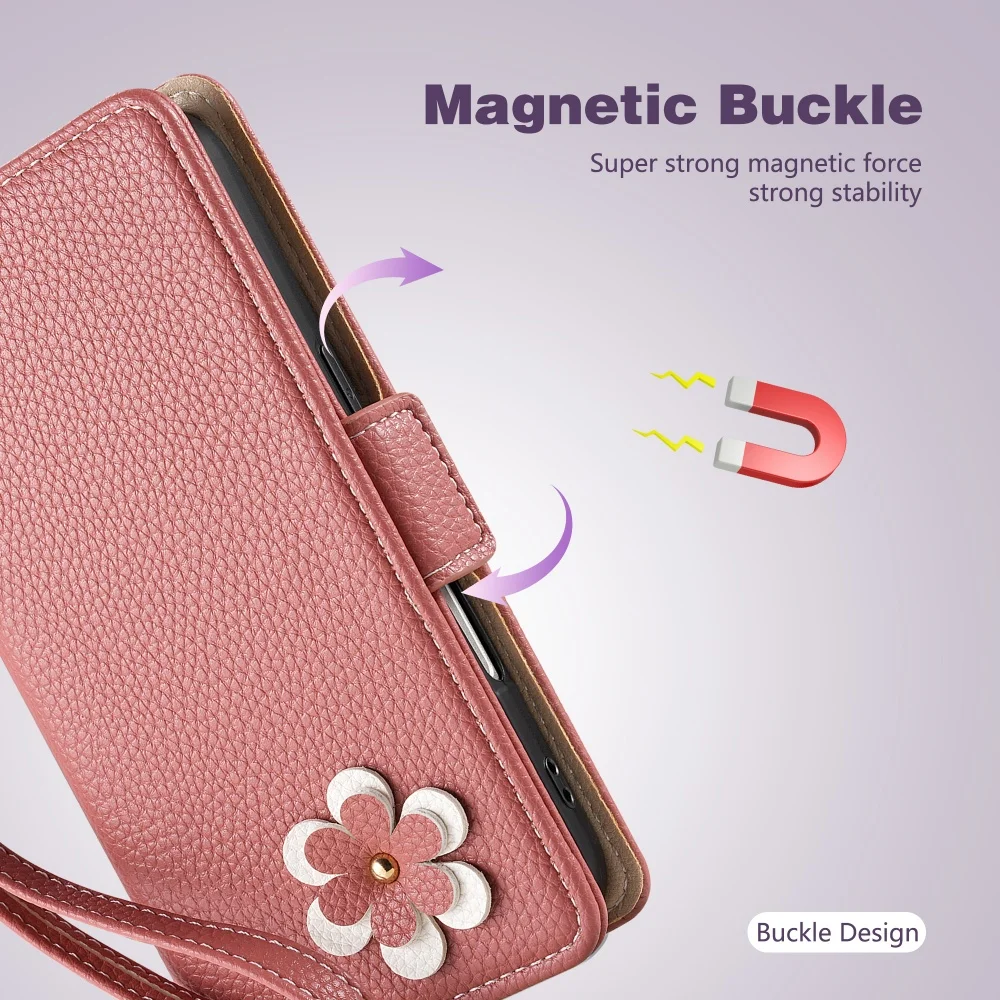 Elegant 3D Floral Leather Phone Wallet Case with Card Slot and Flip Cover
