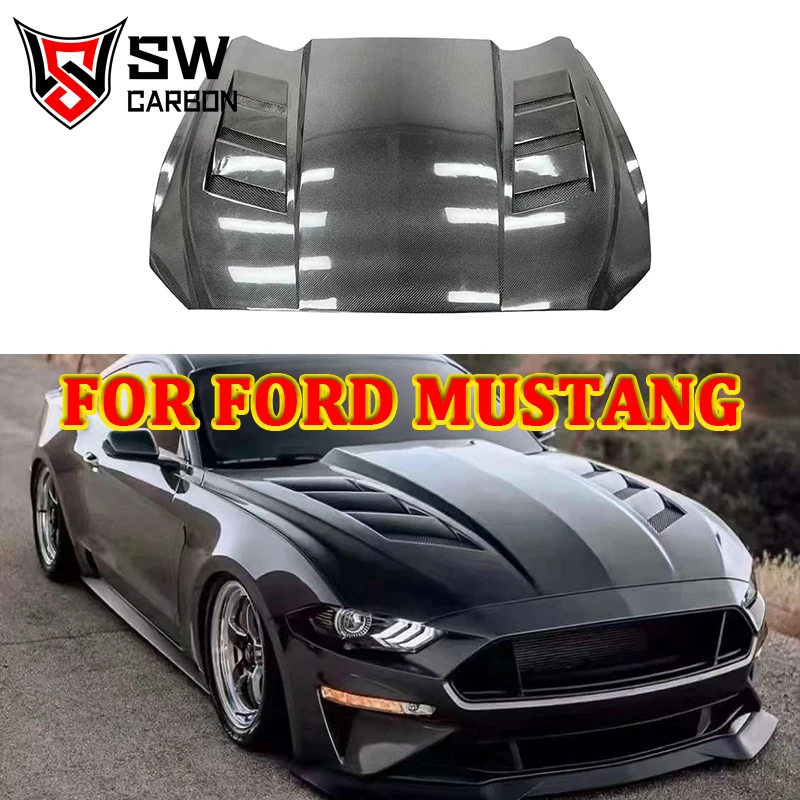 

Carbon Fiber AC Style Vented Hood for Ford Mustang 2015-2017 Front Engine Valve Cover Car Hood Body Kit