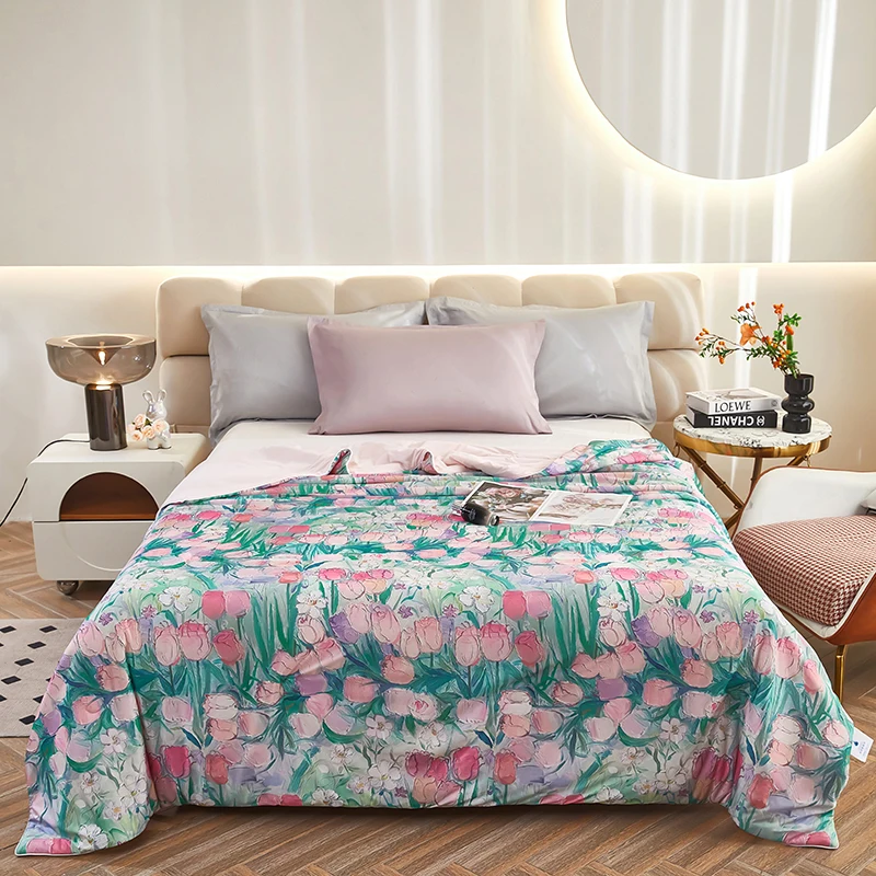 الأزهار نمط المعزي لحاف ناعم بطانية الصيف لحاف ناع...