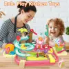VATOS Kids Play Dishwasher Set Electric Faucet Manual Pump 2 in 1 Running Water Table Kitchen Toy Pool Fishing Game Ages 3+ Girl 4