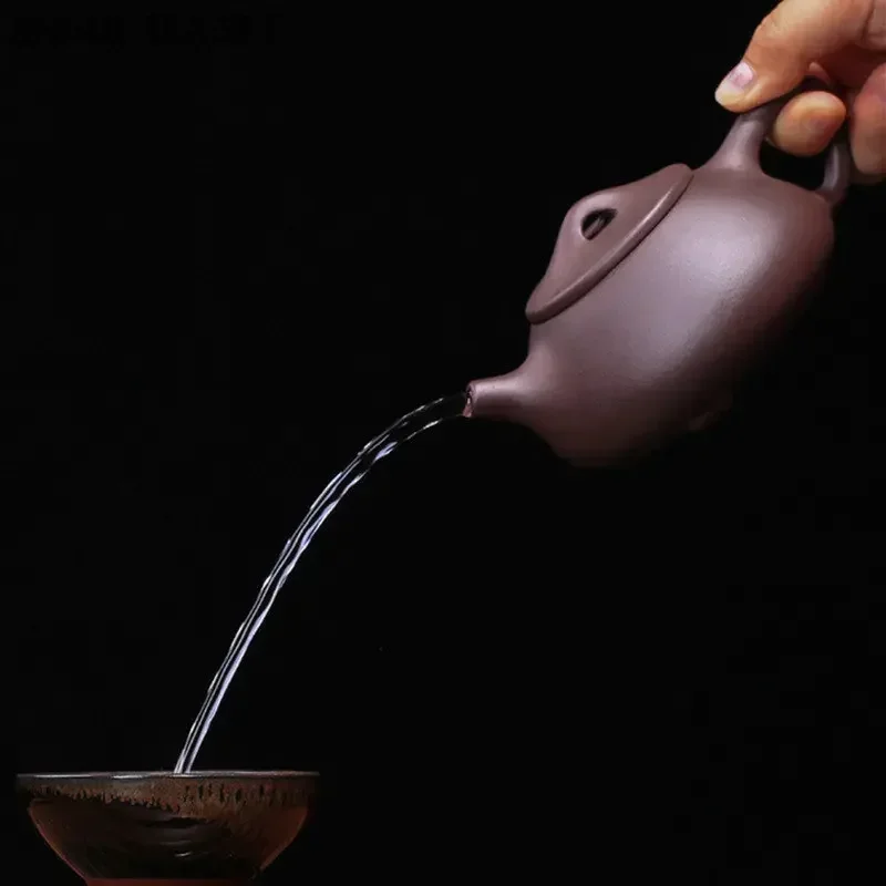200ml Yixing Raw Ore Purple Sand Teapot Handmade Purple Mud Ball Hole Filter Kettle Zisha Beauty Stone Scoop Pot Home Tea Sets
