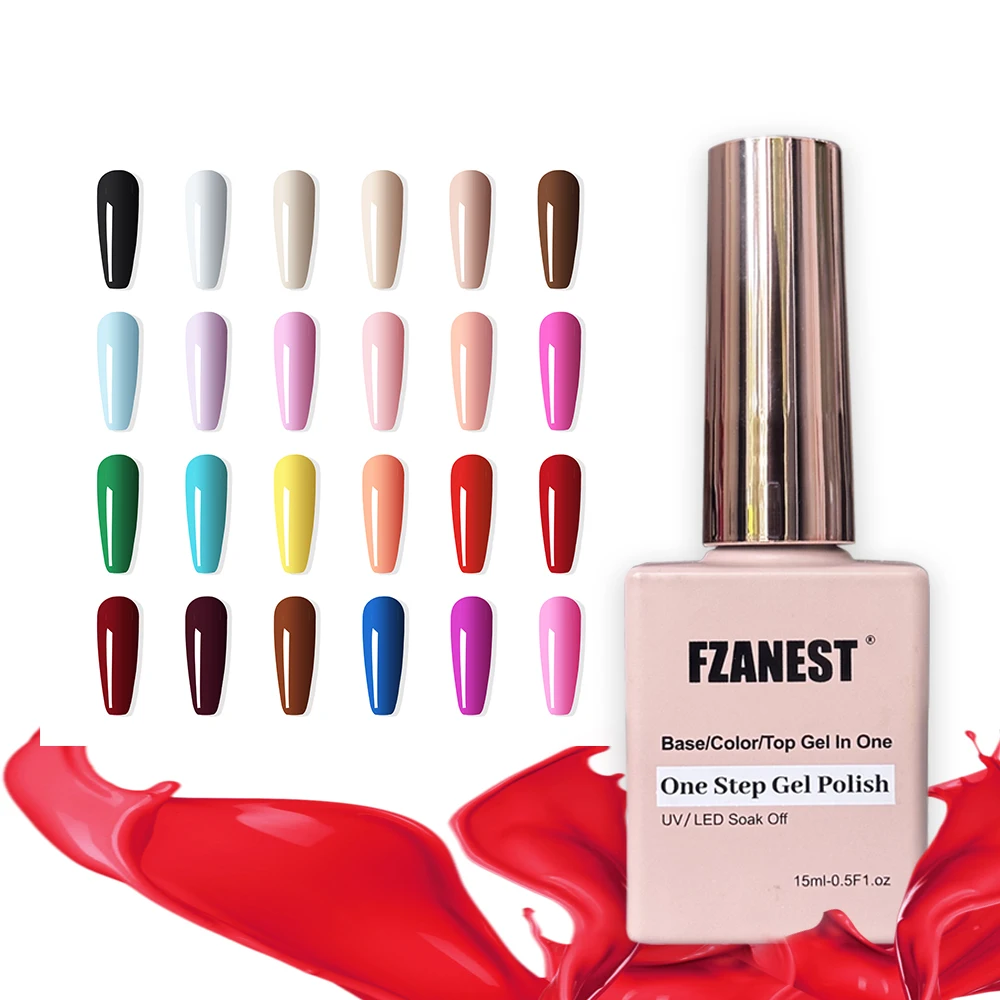 

FZANEST One Step Gel Polish 3 in 1 Gel Nail Color Base Coat Top Coat Color Gel Polish in One Gel Nail Polish