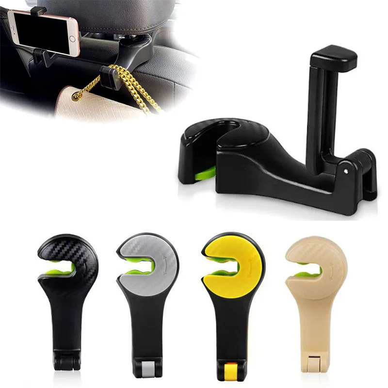 Universal Car Headrest Hook & Phone Holder Seat Back Hanger For Bag