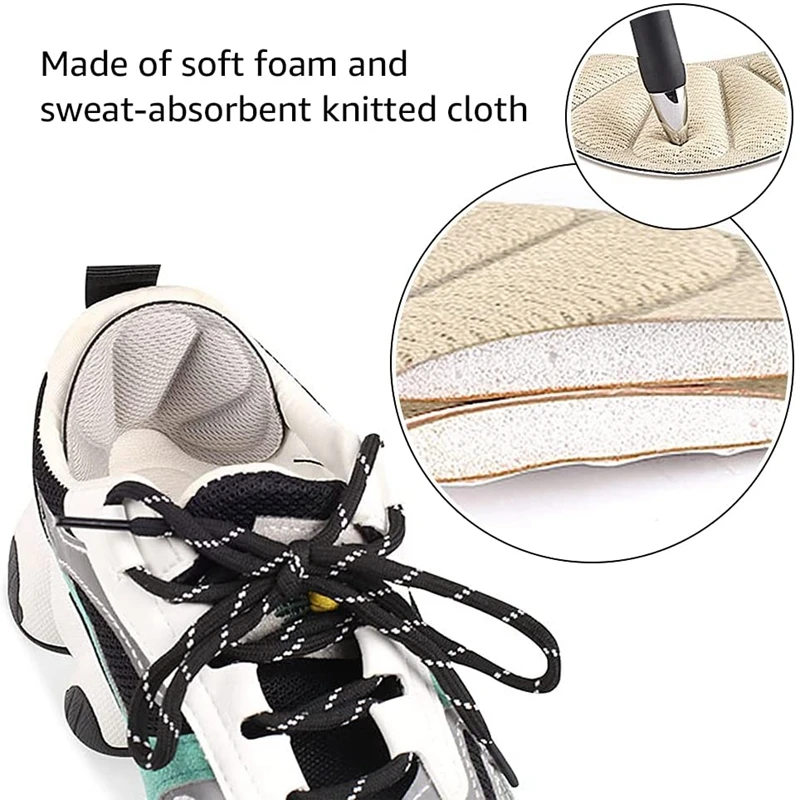 Shoe Insoles Heel Patch Insole Heel Protector Shoe Repair Patches Heel Protector Pads Shoe Repair Patch Heel Insoles Shoe Repair Stickers Heel Cushion Insole Heel Cushion Protector Sneakers High Heel Stickers Heels Protector Adjust Size Half-size Pads Pain Relief Foot Care Pad Sticker for Sport Shoes