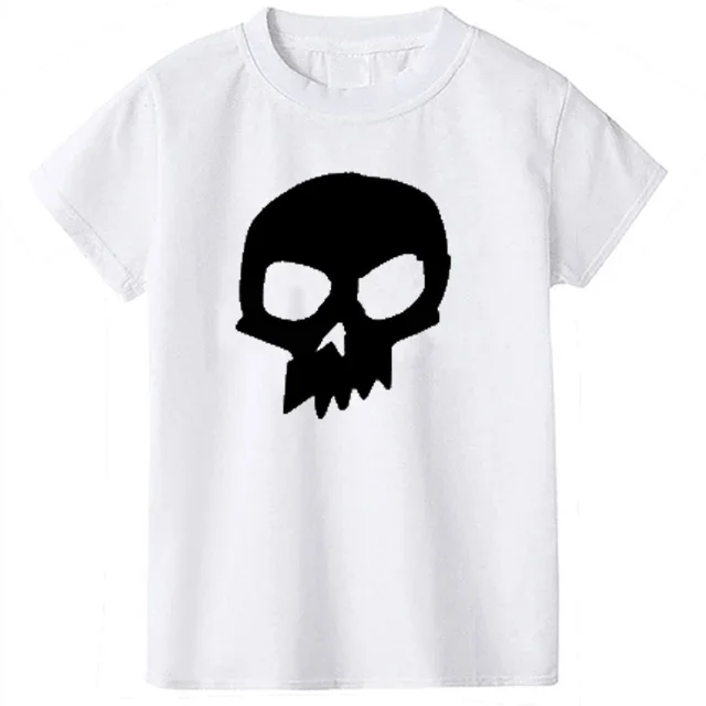 thumbnail image 1 of Camiseta de verano 2024 para niños, camiseta de moda 100 % algodón para niño, camiseta para niña con estampado de calavera de dibujos animados, ropa para niño de 2 a 10 años, 1 of 5