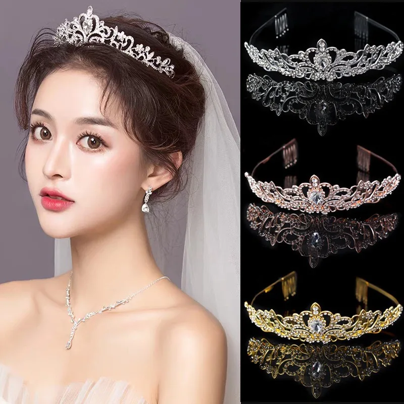 Crystal Crown Tiara Bridal Hair Accessories for Women Girls Princess Rhinestone Crowns Hair Jewelry Gift Wedding Hair Headpieces
