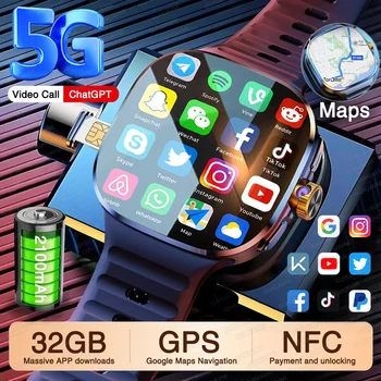 Nuovo Smartwatch 5G/4G con SIM, Fotocamera, Videochiamate HD, 3GB+32GB RAM, Google Store, WIFI, NFC, GPS, Mappe, Android