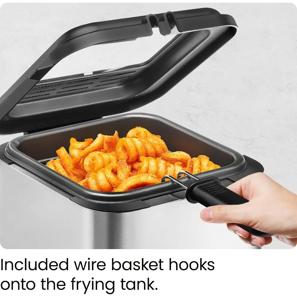 Electric Deep Fryers, Basket with A 1.6-Quart Capacity, Easy-View Window Adjustable Temp Control,1.5 Liter, Electric Deep Fryers