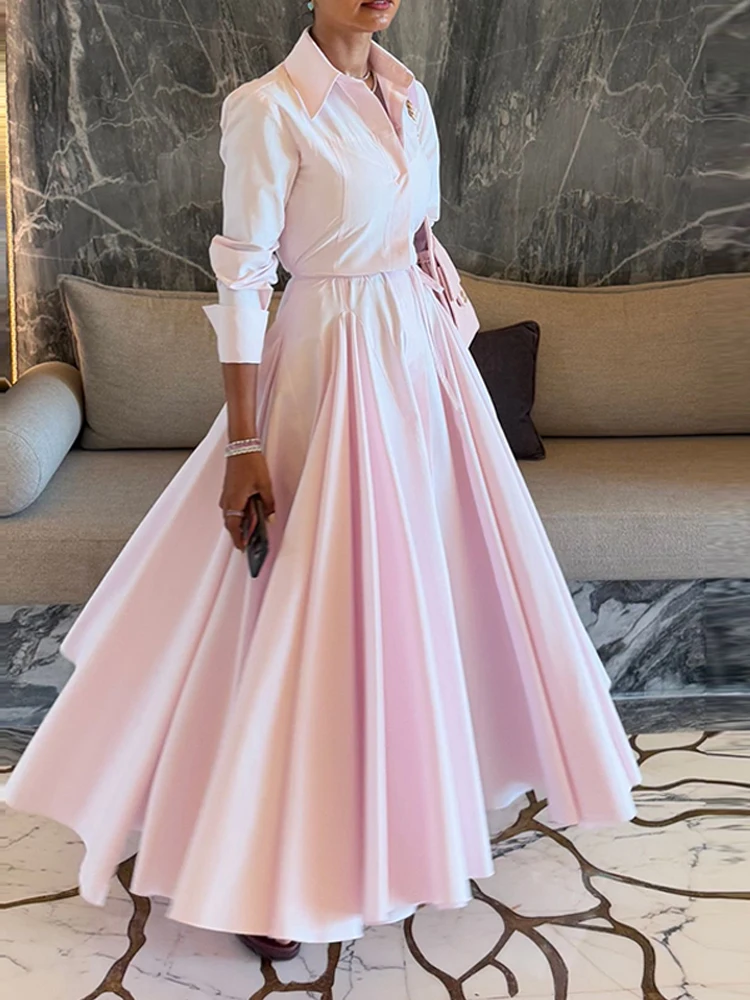 Elegant Skirt Dress Set Women Two Pieces Suit Lapel Summer