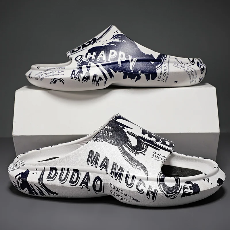 Tofflor för kvinnor och män Halkfria tofflor för inomhus utomhus Mjukt skum skjutreglage med tjock sula_voghion.com