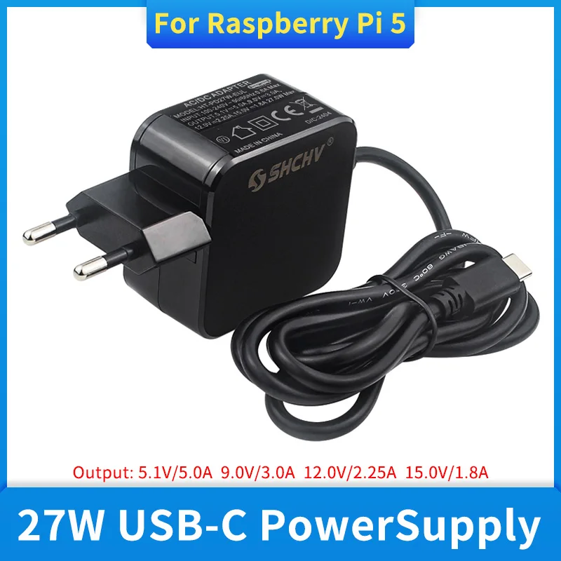 

Raspberry Pi 5 Power Adapter PD 27W 5.1V 5A USB-C Power Supply EU US UK Plug Charger for RPI 5 Pi5