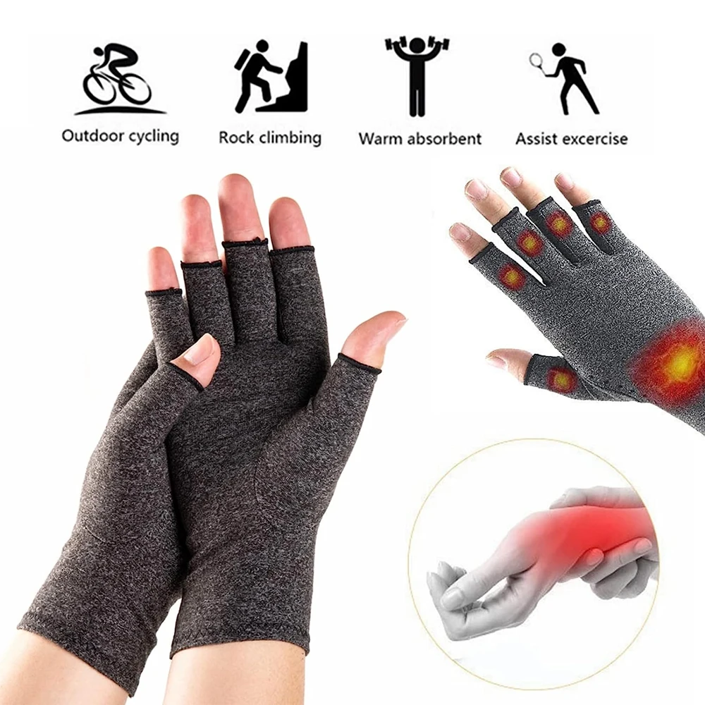 大人気新品 1 ペア関節炎圧縮手袋女性男性 RSI、手根管、リウマチ、指なし サポーター