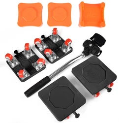 Heavy Duty Furniture Lifter and Mover Tool Set with Roller Wheels (400kg Capacity) - 8Pcs (Black)