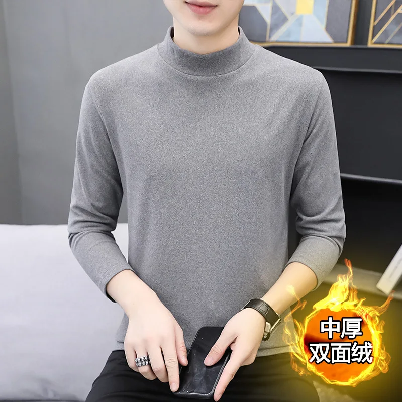 

2023 Autumn and Winter Half-High Collar Men's Long-Sleeved T-shirt