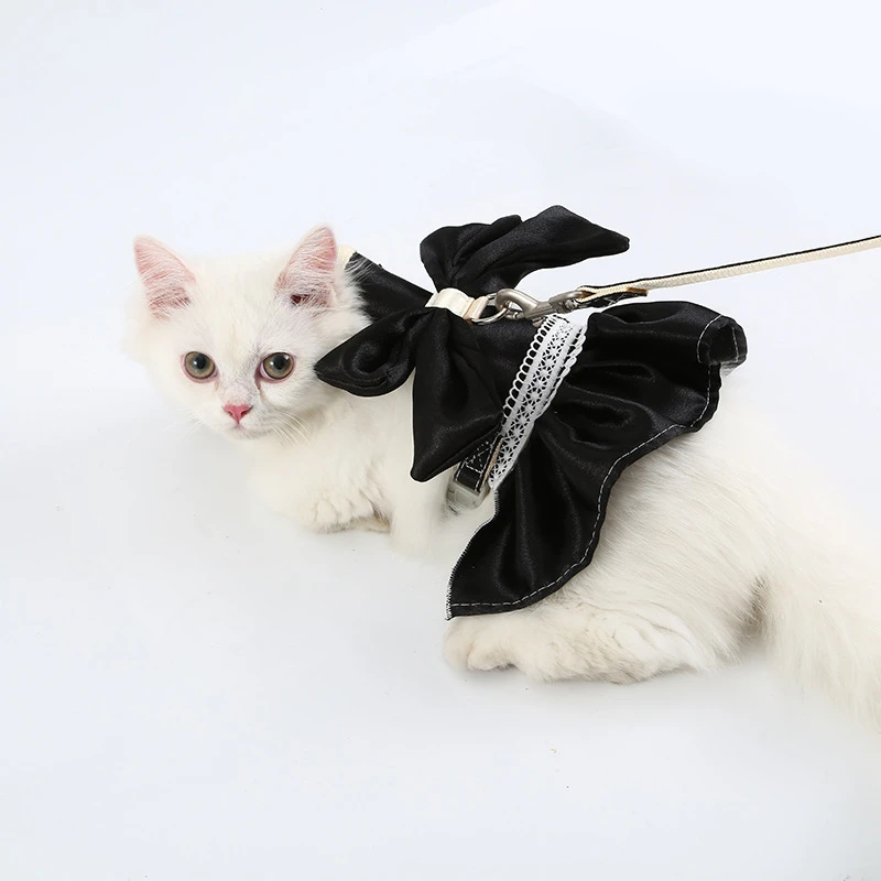Title 5, Luxury Cat Harness Dress Big Bows Design Cat Cl...