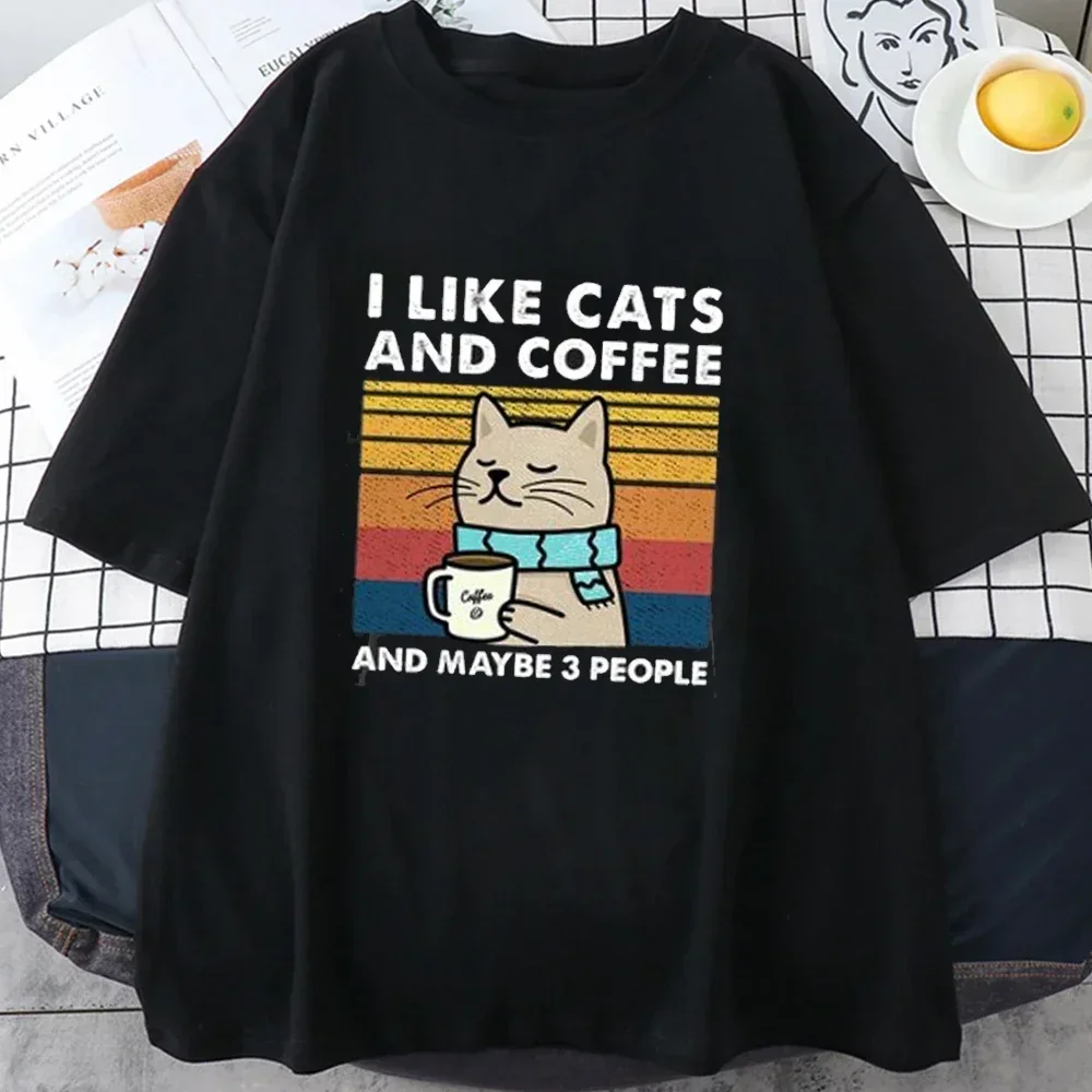 

Повседневная футболка в стиле Харадзюку с надписью «I love Cat and Coffee», уличная одежда с принтом алфавита, Y2K, летняя Универсальная футболка с коротким рукавом для мужчин и женщин