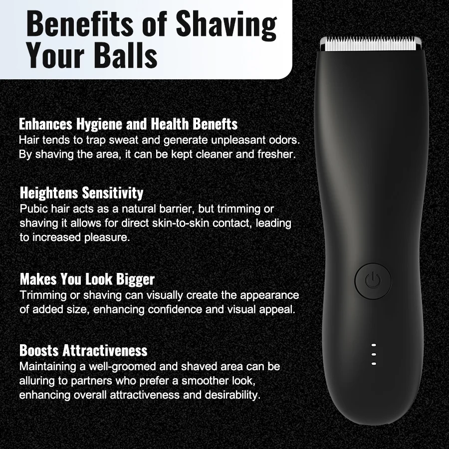 Electric Groin Hair Trimmer with Replaceable Ceramic Blades, Waterproof Wet-Dry Functionality & Standing Recharge Dock 6