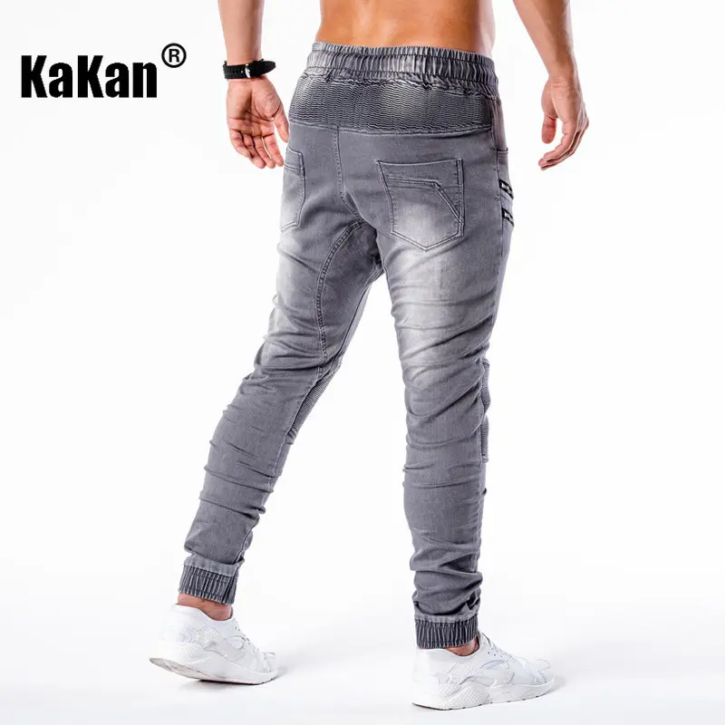 Kakan - European and American Sports Zipper Decorated Jeans, Spring and Autumn New Slim Fitting Long Jeans for Men K022-K65