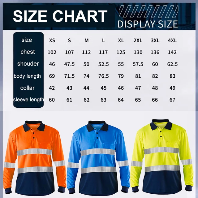 Hi Vis Long Sleeve Reflective Safety Polo for Construction
