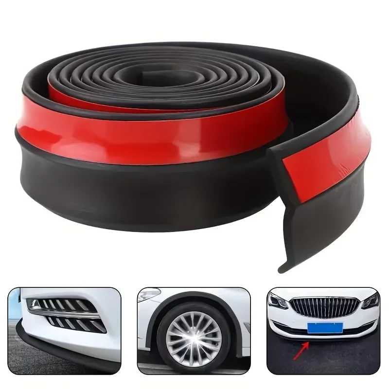 Durable Rubber Front Bumper Protector Strip - 2.5 Meters, Anti-Kick & Anti-Scratch Lip Decoration