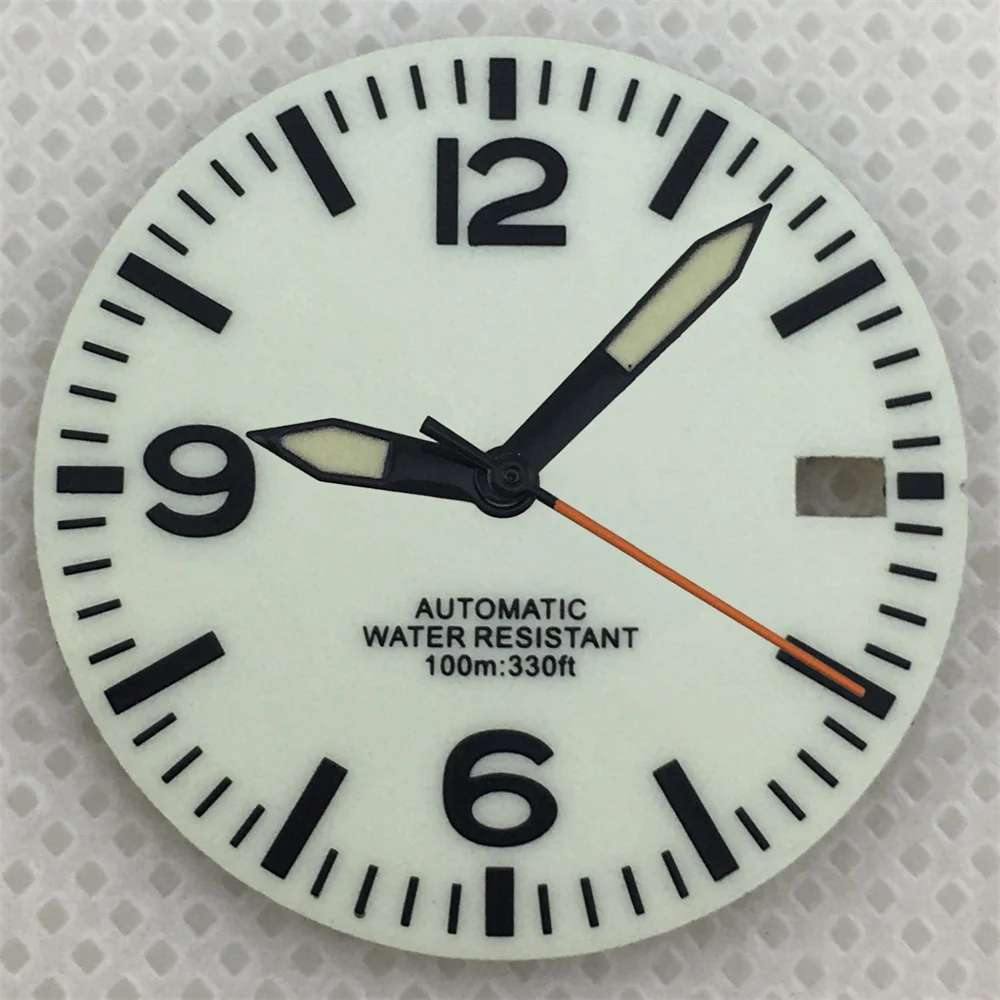 29mm Black and White Full Luminous Dial with Green Luminescence