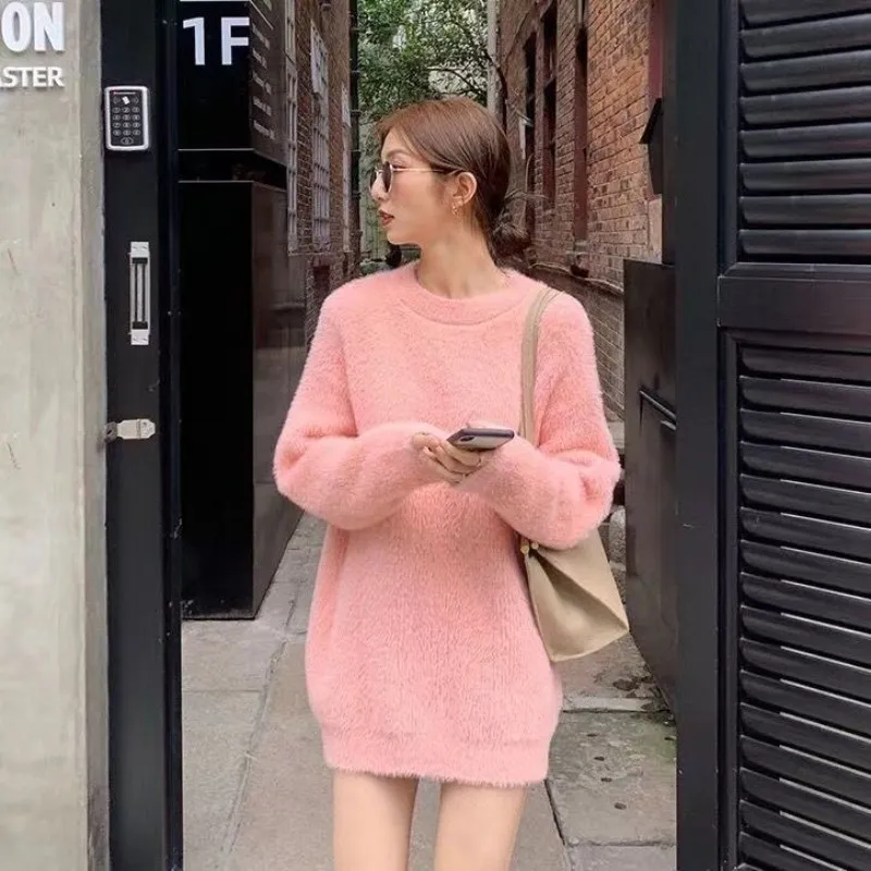 

winter fall sweater korean style woman winter 2023 long sleeve tops knit luxury clothing vintage oversized pullover O neck cute