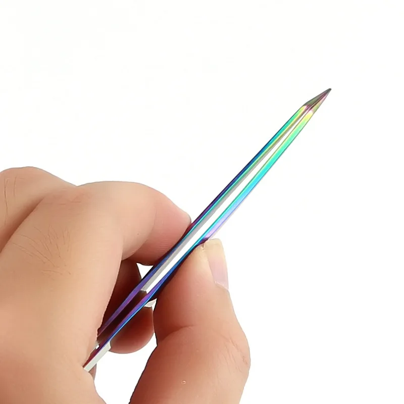 Eyelash Tweezers Rainbow Anti-static Extension Fan Lash Eyebrow Curved Straight Excellent Closure