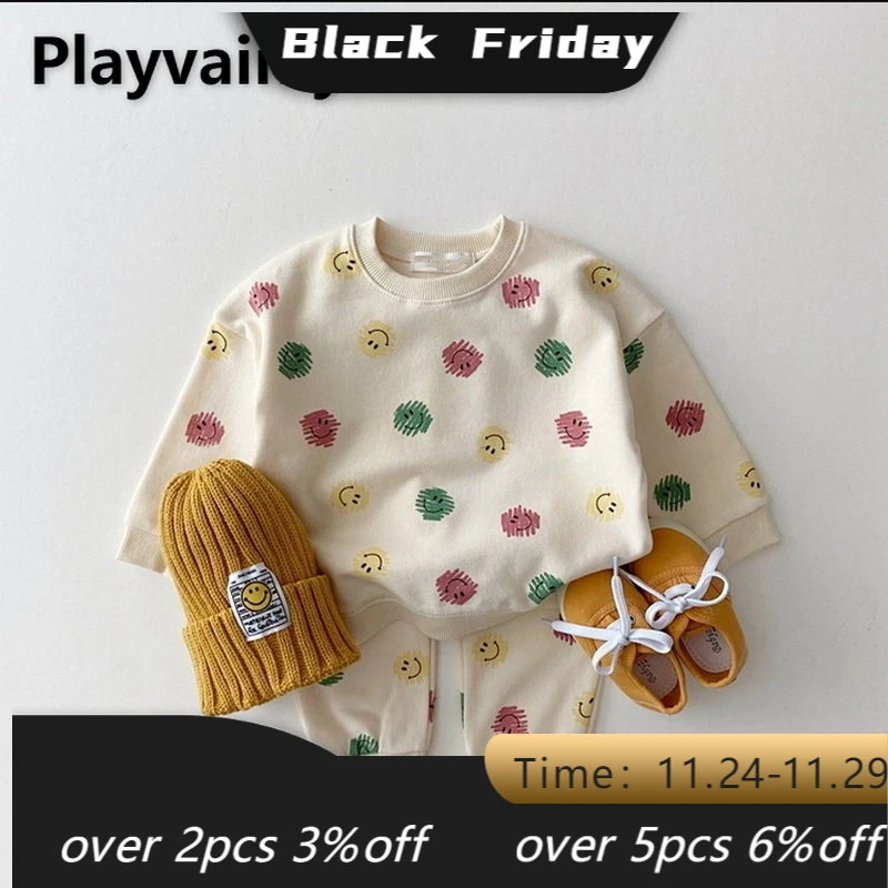 Autumn Suit Kids Clothes for Baby Girl Boy Sets Tricolor Smiling Face