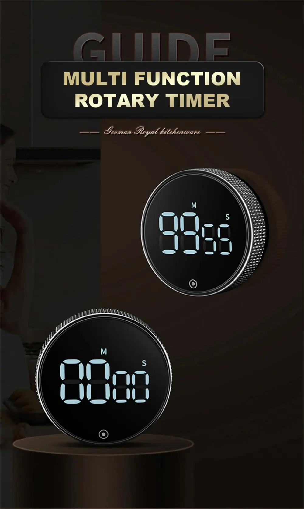 Magnetic Kitchen Timer Digital LED Display Cooking Shower Study Baking LED Counter Stopwatch Reminder Electronic Countdown Timer