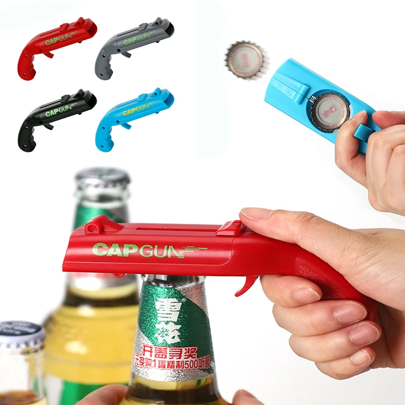 

Cap Gun Beer Bottle Opener Portable Beverage Drinking Opening Gun Cap Launcher Shooter Party Supply Bar Tool Kitchen Accessories