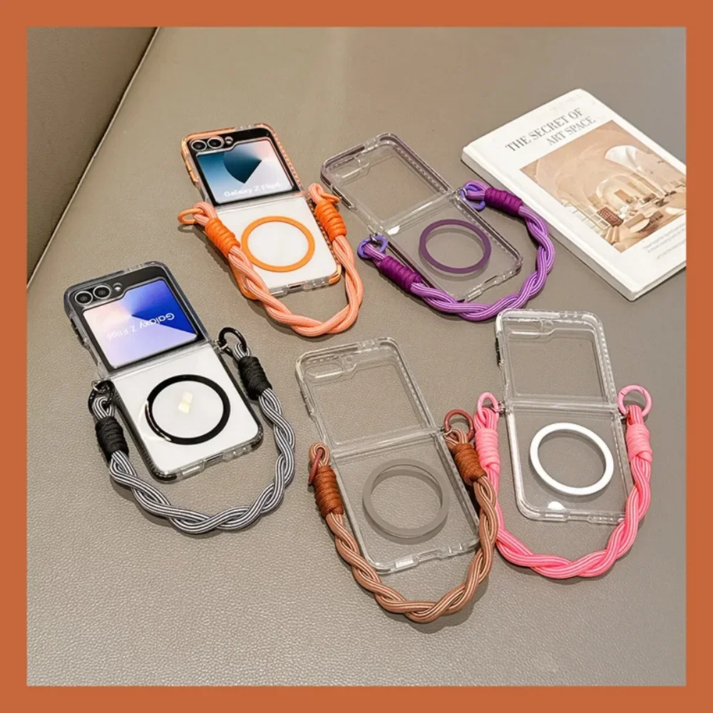 Magnetic Phone Case with Wrist Strap - Transparent Cover