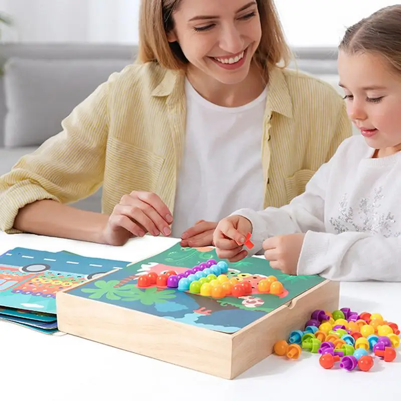 Mushroom Nails Pegboard Building Bricks Natural Wood Pegboard Puzzle Jigsaw Puzzle Mosaic Fun & Entertaining For