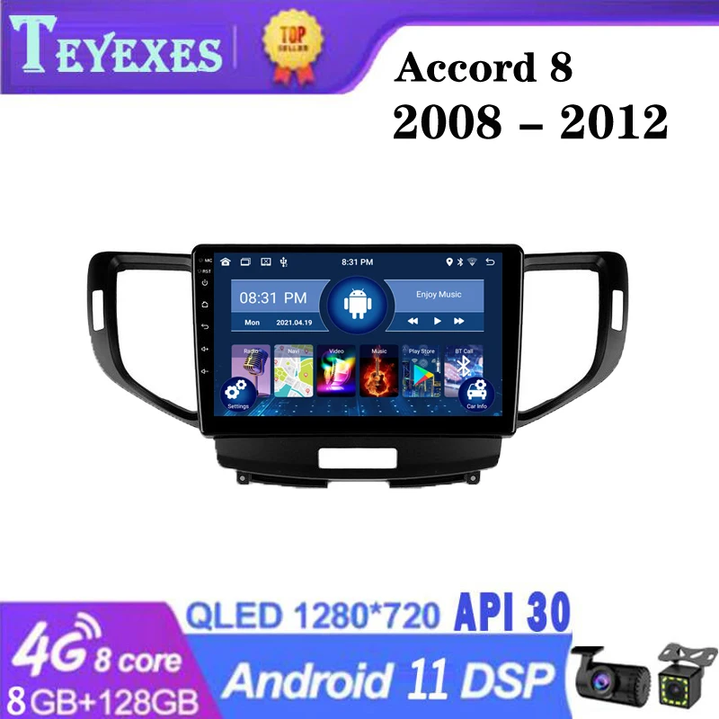 

TEYEXES Carradio For Honda Accord 8 2008 - 2012 Car Radio stereo Multimedia Video Player Navigation GPS Android 11 2 Din 2din