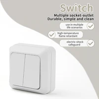 White EU Standard Rocker Switch On/Off Wall Surface 2 Gang 1 Way Button Light Switch Spray Plastic Flame Retardant Classic Way - Image 2