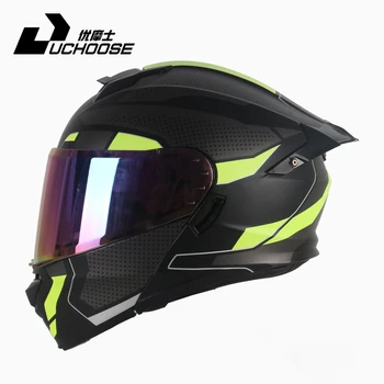 Flip-Up Modular Motorcycle Helmet DOT/ECE Certified - Dual Visor Sunshield, Quick Release System, Lightweight ABS Shell for Men 1