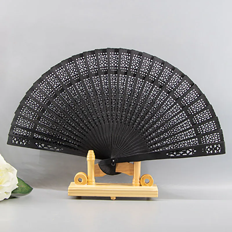 Hollow Out Wooden Folding Fan for Women, Chinese Style Craft, Hanfu Accessories, Foldable Lady, Photography Props, Home Orname