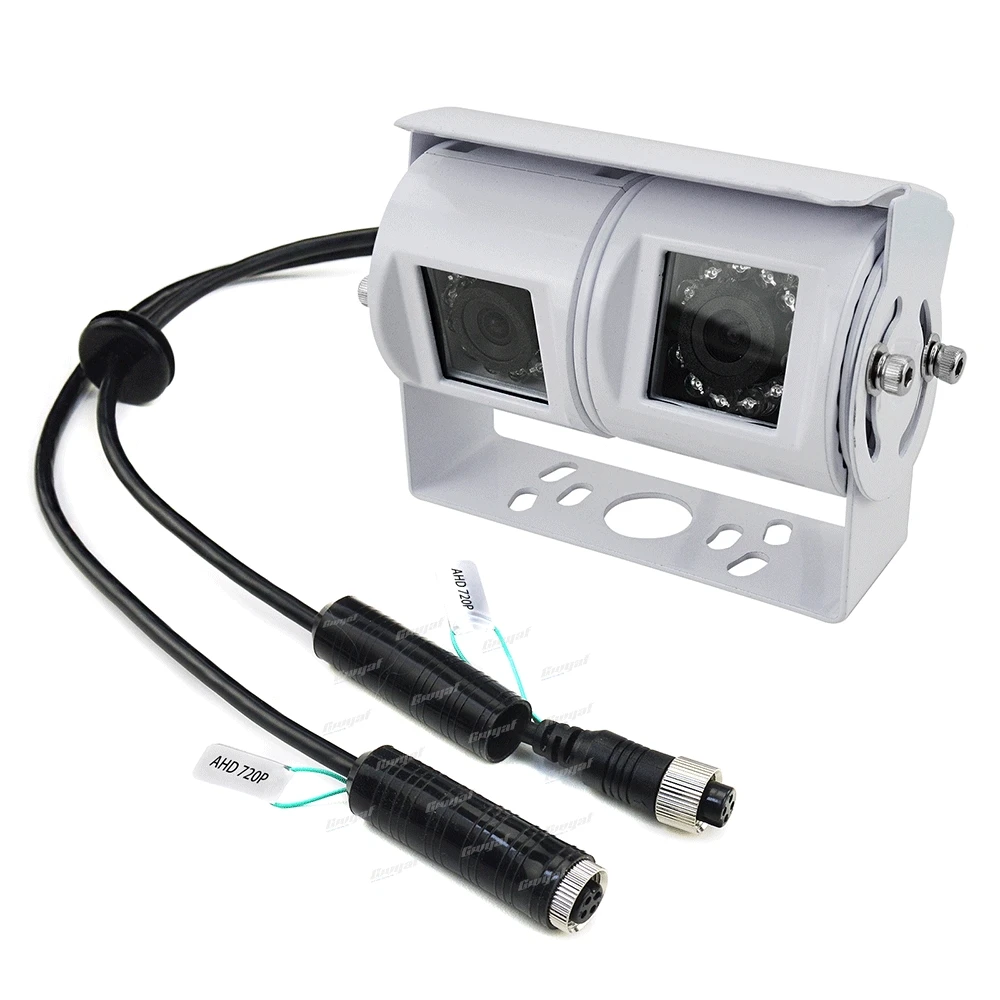 Description Picture 5 of itemWhite Dual Lens Truck Reversing Camera HD 720P Twin Backup Camera DC9-35V CVBS/AHD Signal Output For Truck RV Vans Motorhome